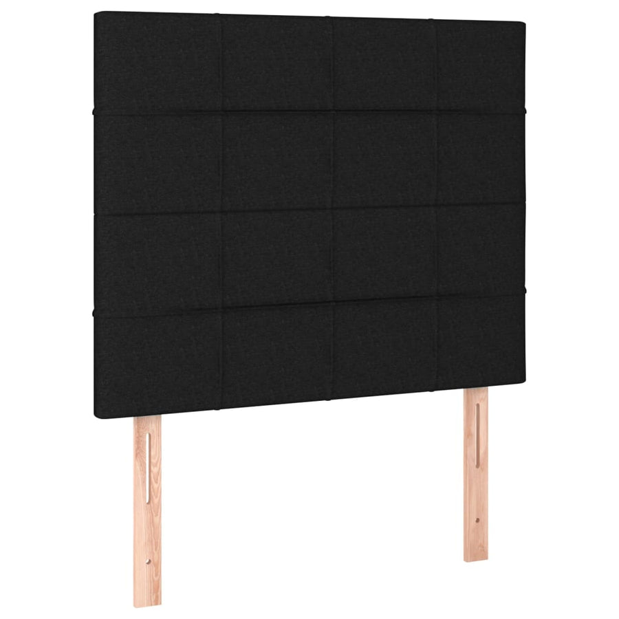 Bedframe Met Hoofdeinde Stof Zwart 100 x 200 cm Blok met vierkanten