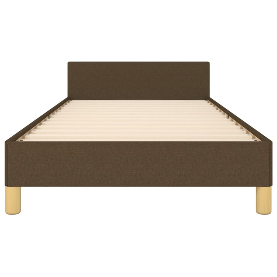 Bedframe Met Hoofdeinde Stof Donkerbruin 100X200 Cm 100 x 200 cm Blok met vierkanten