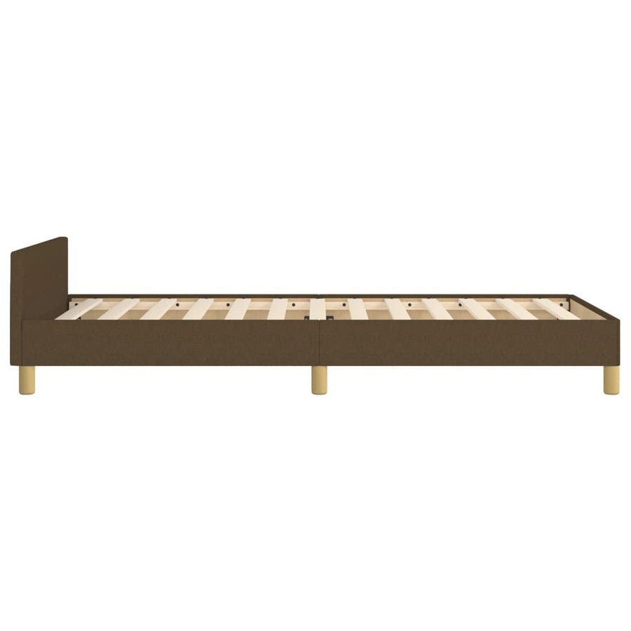 Bedframe Met Hoofdeinde Stof Donkerbruin 100X200 Cm 100 x 200 cm Blok met vierkanten