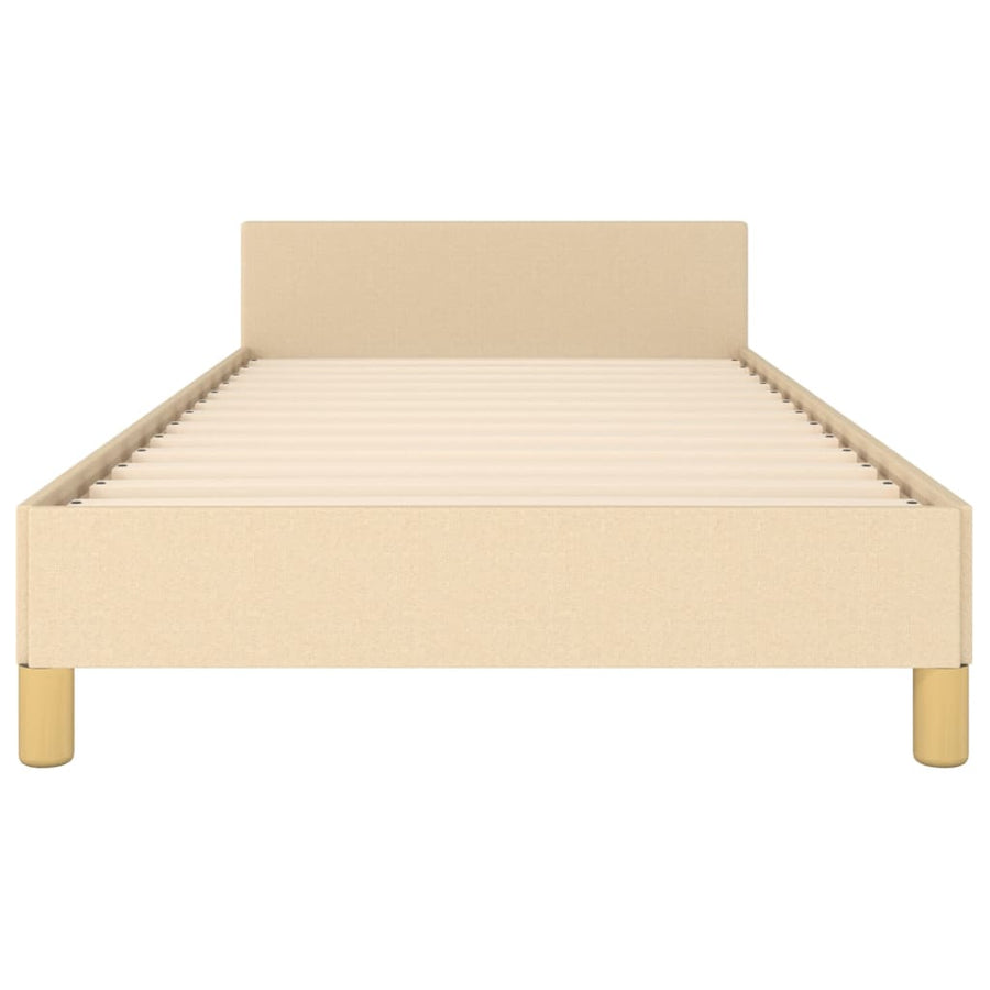 Bedframe Met Hoofdeinde Stof Kleurig Crème 100 x 200 cm Blok met vierkanten