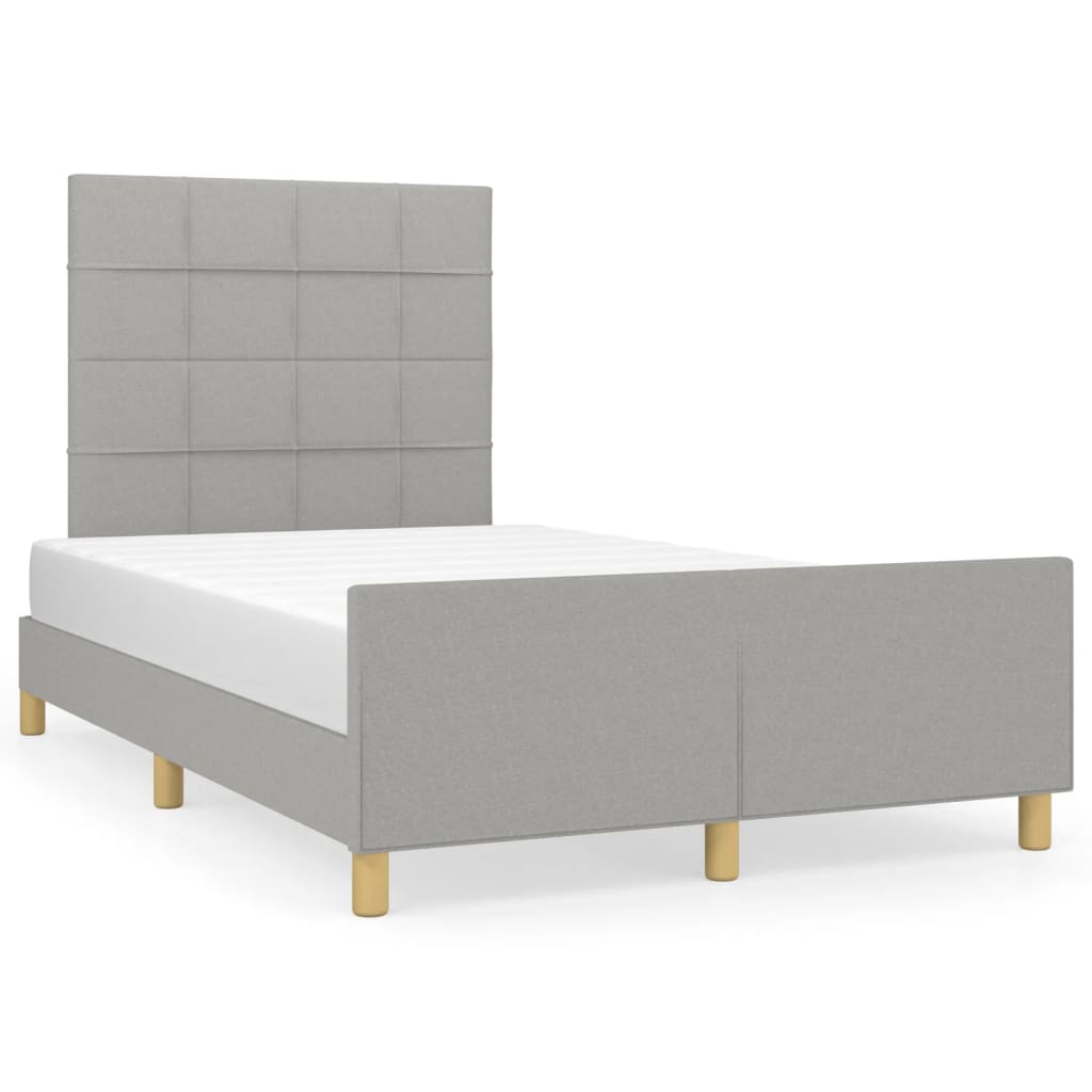 Bedframe met hoofdeinde stof lichtgrijs 120x200 cm 120 x 200 cm Lichtgrijs