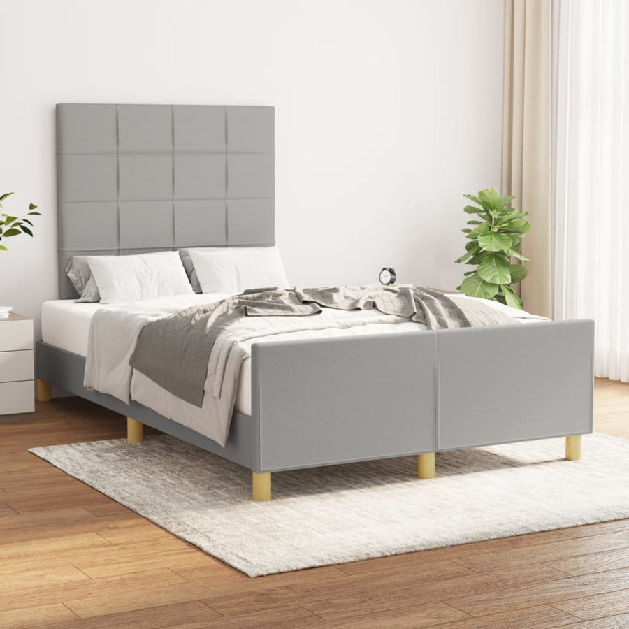 Bedframe met hoofdeinde stof lichtgrijs 120x200 cm 120 x 200 cm Lichtgrijs