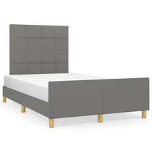 Bedframe Met Hoofdeinde Stof Donkergrijs 120 x 200 cm Blok met vierkanten