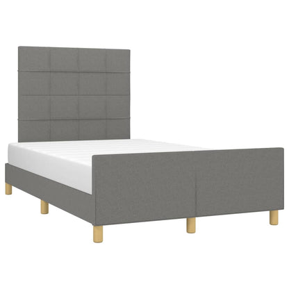 Bedframe Met Hoofdeinde Stof Donkergrijs 120 x 200 cm Blok met vierkanten