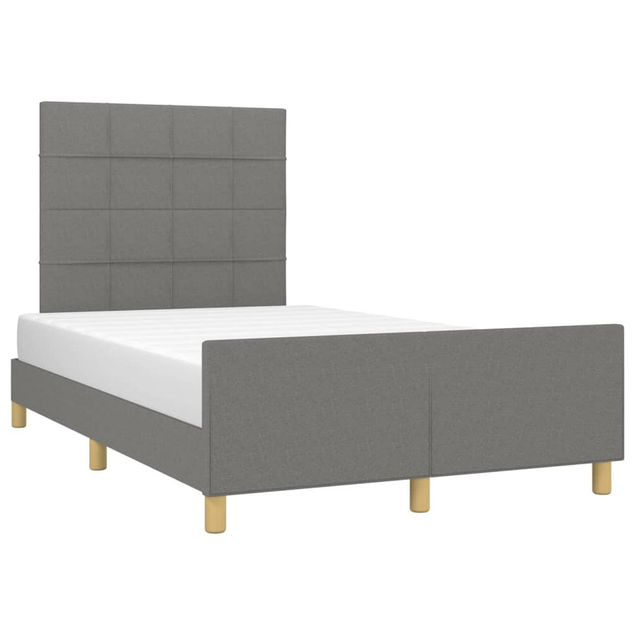 Bedframe Met Hoofdeinde Stof Donkergrijs 120 x 200 cm Blok met vierkanten
