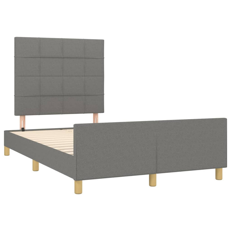Bedframe Met Hoofdeinde Stof Donkergrijs 120 x 200 cm Blok met vierkanten