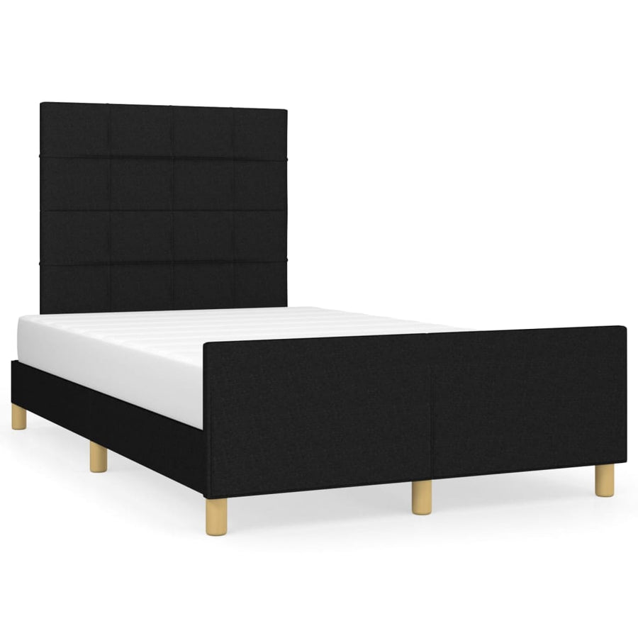 Bedframe Met Hoofdeinde Stof Zwart 120 x 200 cm Blok met vierkanten