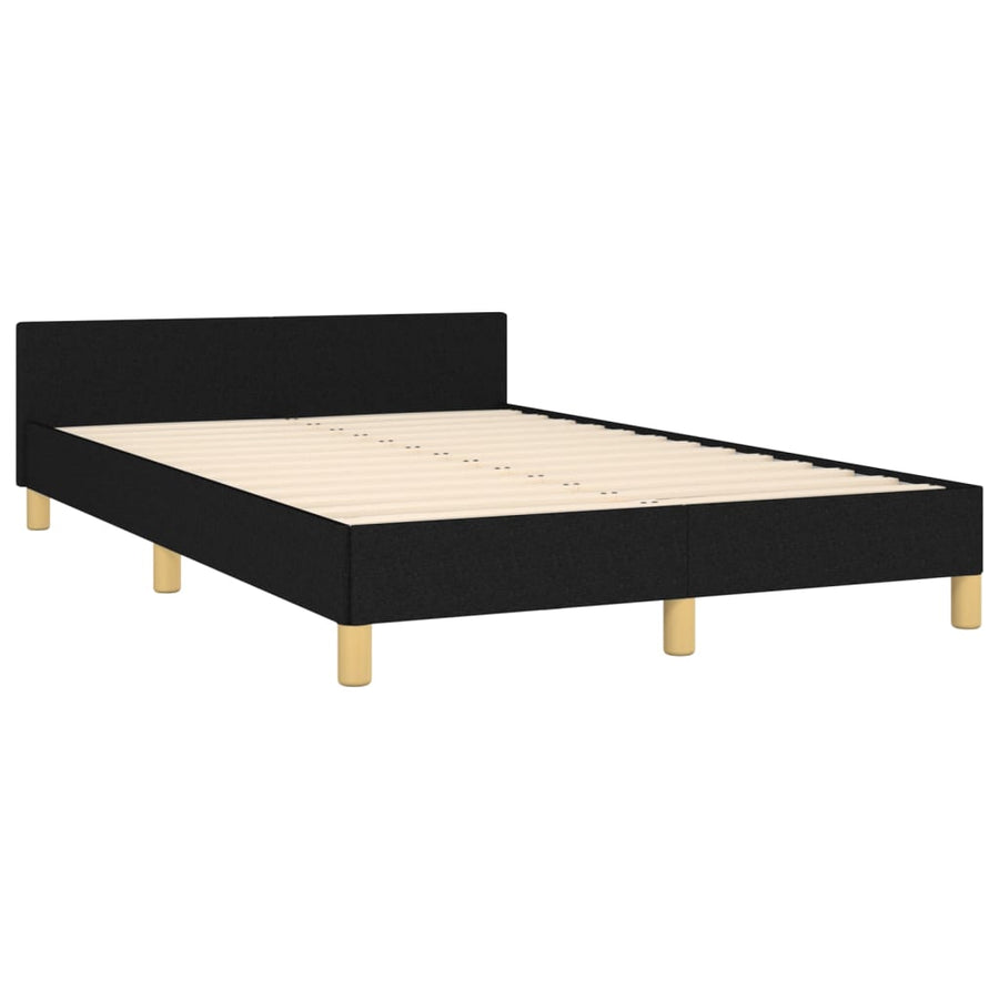 Bedframe Met Hoofdeinde Stof Zwart 120 x 200 cm Blok met vierkanten