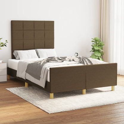 Bedframe Met Hoofdeinde Stof Donkerbruin 120X200 Cm Donkerbruin 120 x 200 cm Blok met vierkanten
