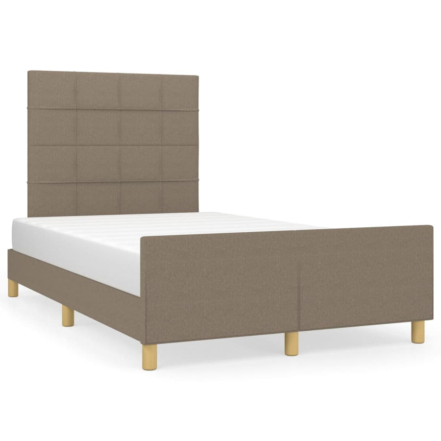 Bedframe Met Hoofdeinde Stof Taupe 120X200 Cm 120 x 200 cm Blok met vierkanten