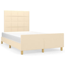 Bedframe Met Hoofdeinde Stof Crèmekleurig 120X200 Cm Crème 120 x 200 cm Blok met vierkanten