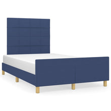 Bedframe Met Hoofdeinde Stof Blauw 120 x 200 cm Blok met vierkanten
