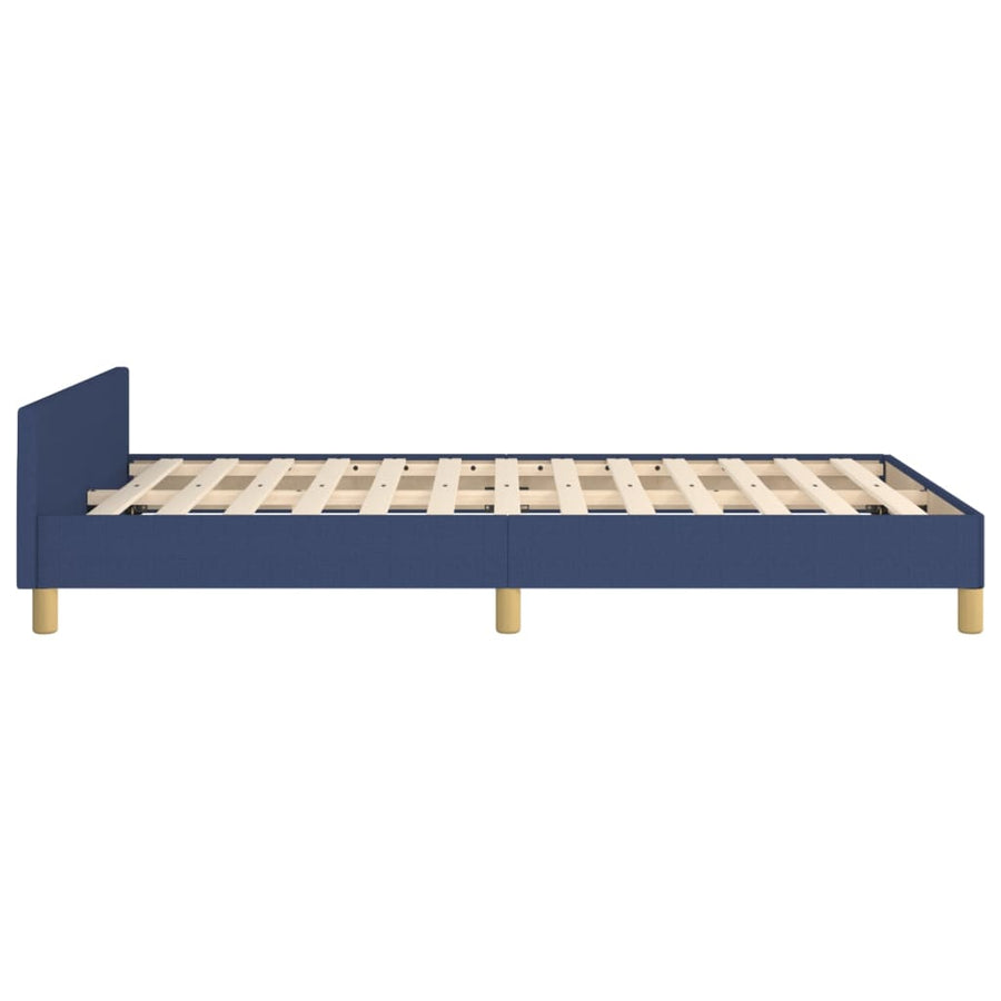 Bedframe Met Hoofdeinde Stof Blauw 120 x 200 cm Blok met vierkanten