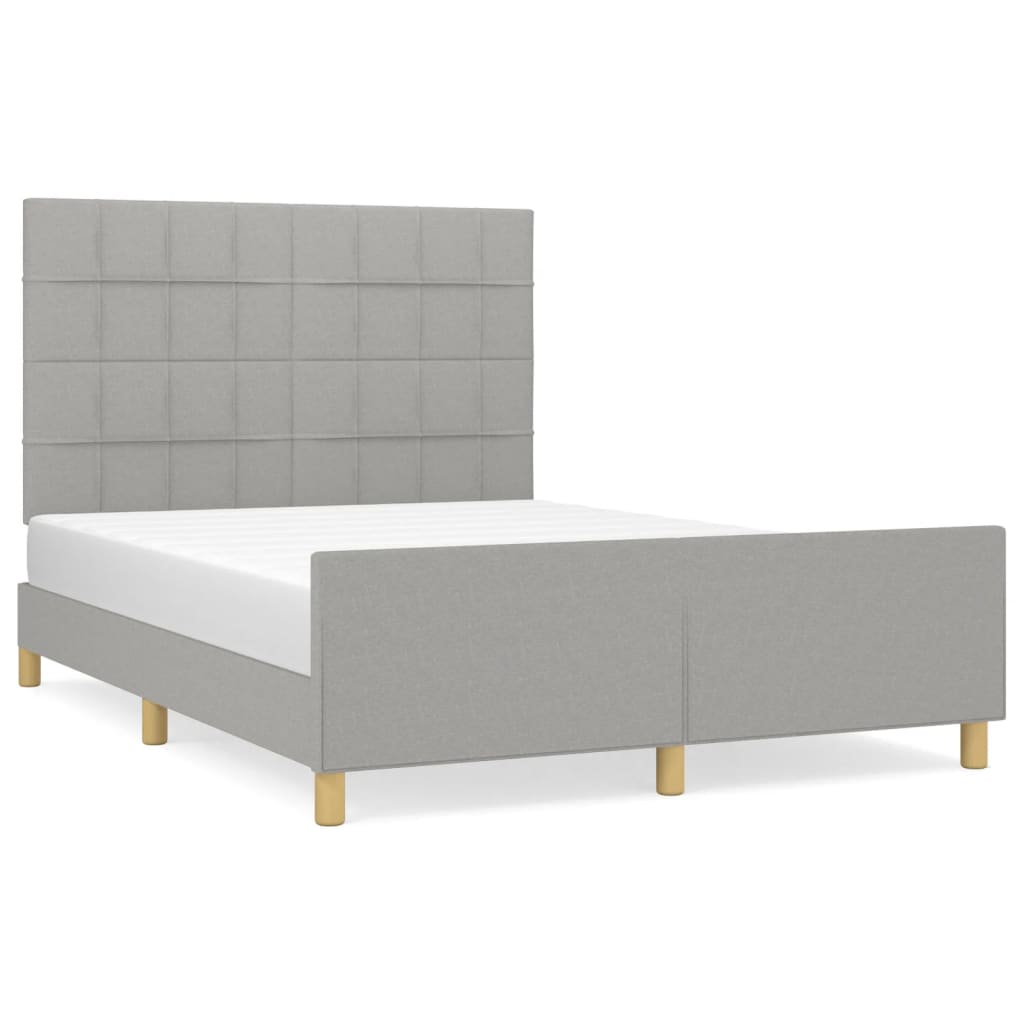 Bedframe met hoofdeinde stof lichtgrijs 140x190 cm 140 x 190 cm Lichtgrijs