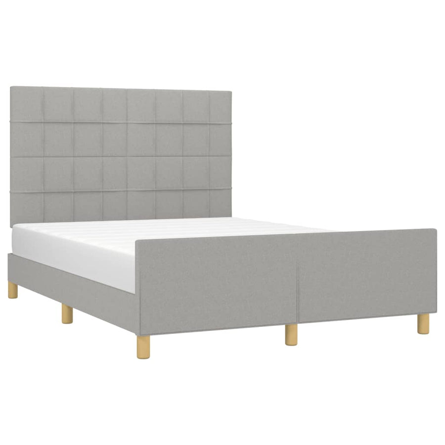 Bedframe met hoofdeinde stof lichtgrijs 140x190 cm 140 x 190 cm Lichtgrijs