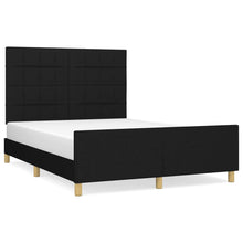 Bedframe Met Hoofdeinde Stof Zwart 140 x 190 cm Blok met vierkanten