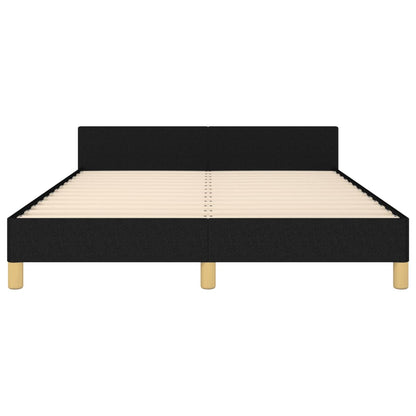 Bedframe Met Hoofdeinde Stof Zwart 140 x 190 cm Blok met vierkanten