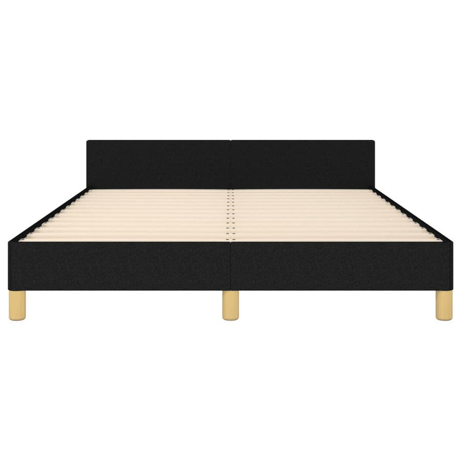 Bedframe Met Hoofdeinde Stof Zwart 140 x 190 cm Blok met vierkanten