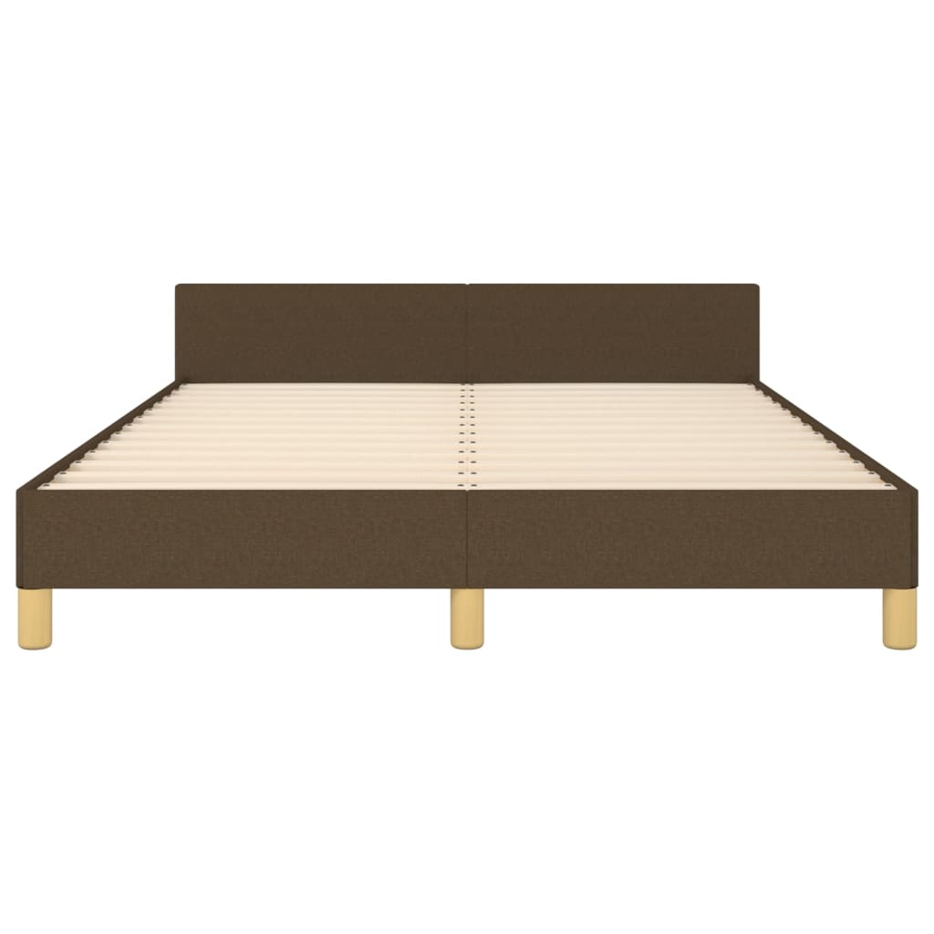 Bedframe Met Hoofdeinde Stof Donkerblauw Donkerbruin 140 x 190 cm Blok met vierkanten