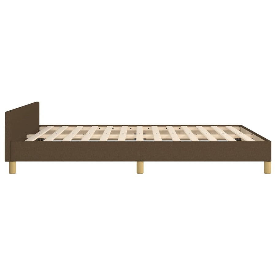 Bedframe Met Hoofdeinde Stof Donkerblauw Donkerbruin 140 x 190 cm Blok met vierkanten