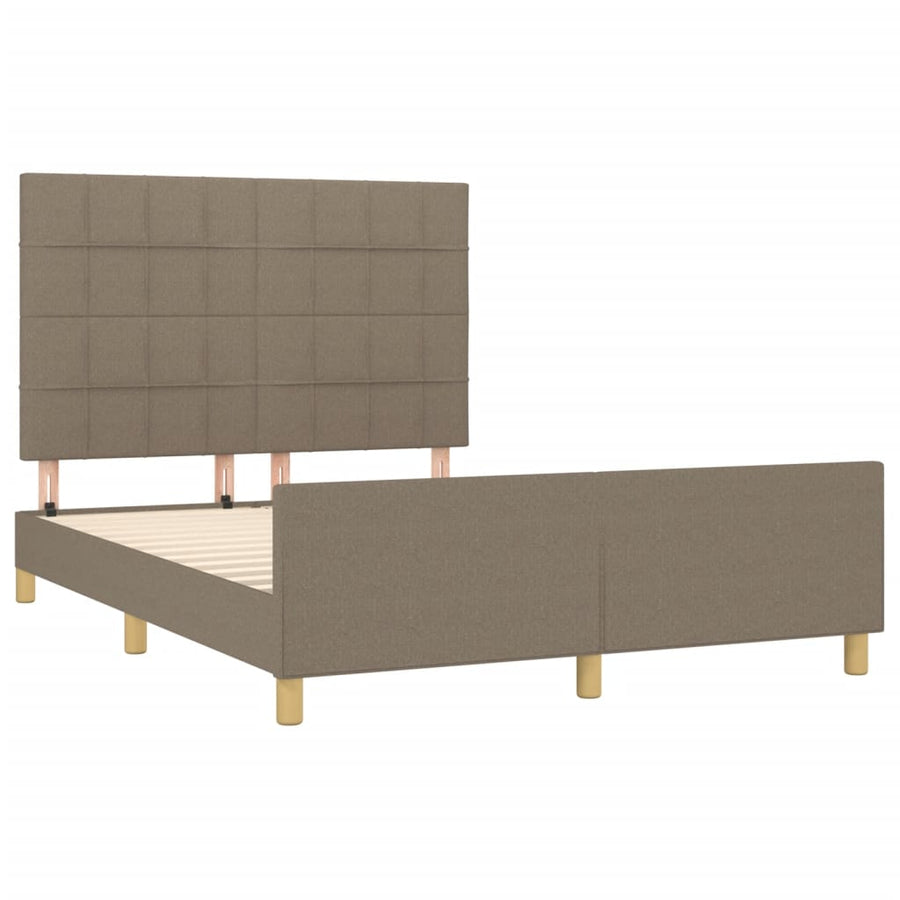 Bedframe met hoofdeinde stof taupe 140x190 cm 140 x 190 cm Blok met vierkanten