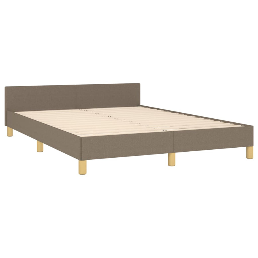 Bedframe met hoofdeinde stof taupe 140x190 cm 140 x 190 cm Blok met vierkanten