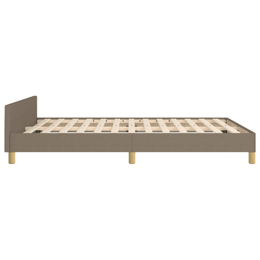Bedframe met hoofdeinde stof taupe 140x190 cm 140 x 190 cm Blok met vierkanten