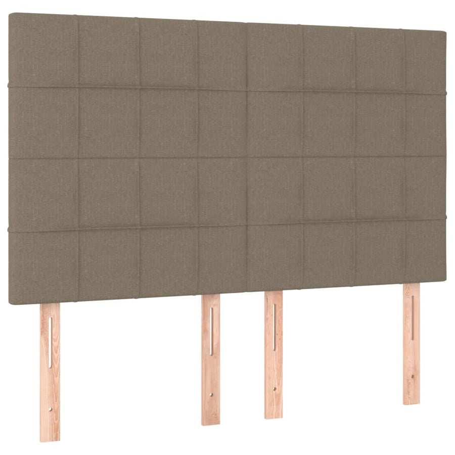 Bedframe met hoofdeinde stof taupe 140x190 cm 140 x 190 cm Blok met vierkanten
