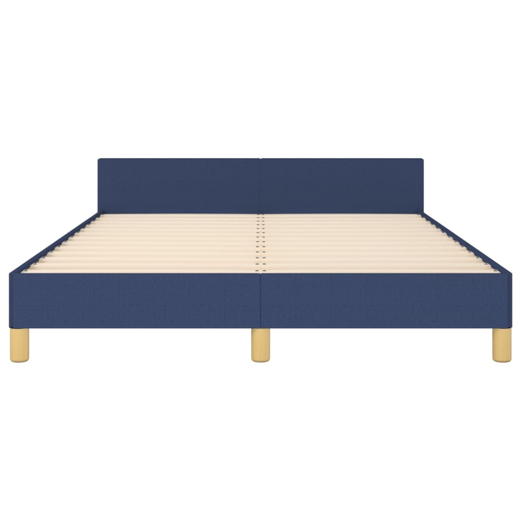 Bedframe Met Hoofdeinde Stof Blauw 140 x 190 cm Blok met vierkanten