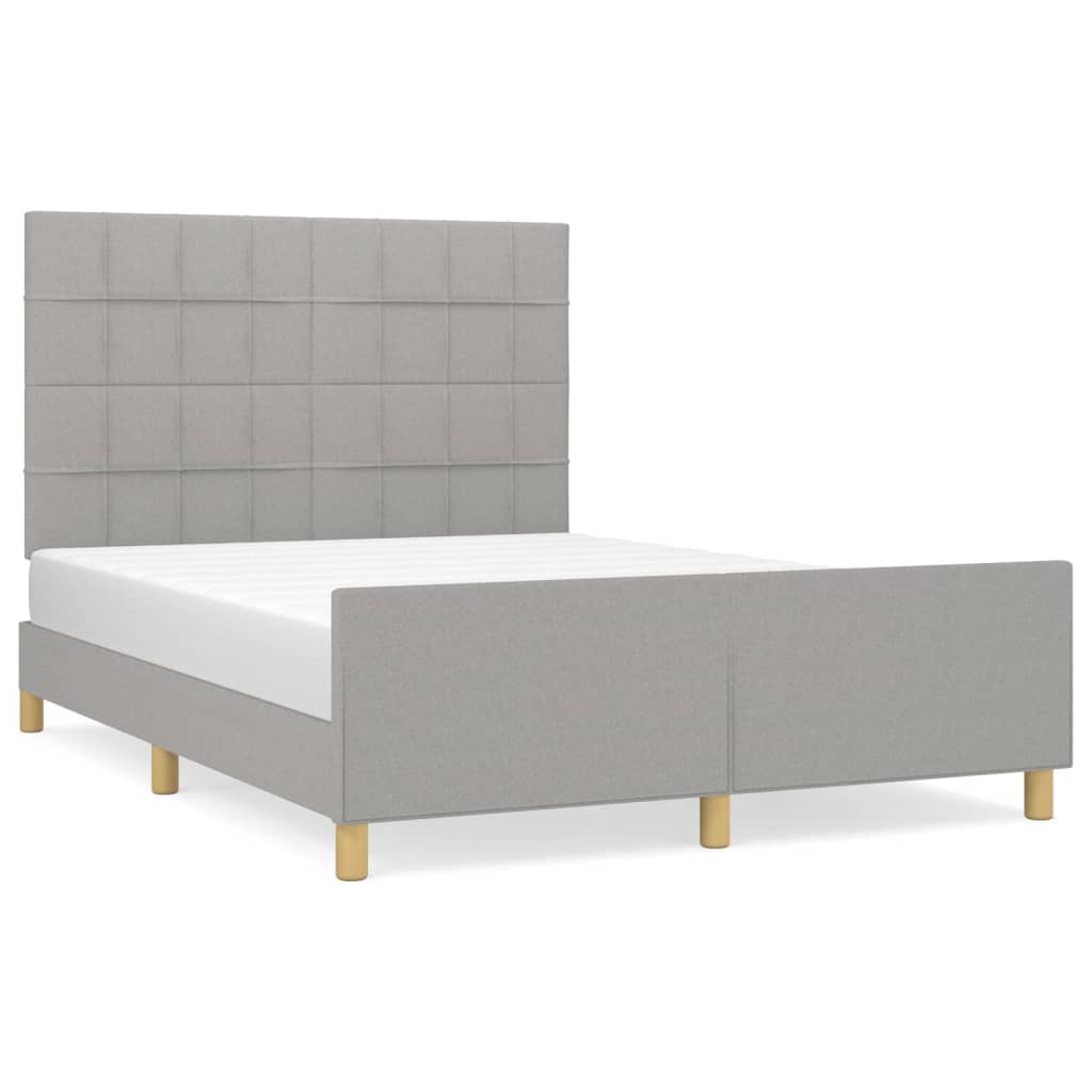 Bedframe met hoofdeinde stof lichtgrijs 140x200 cm 140 x 200 cm Lichtgrijs