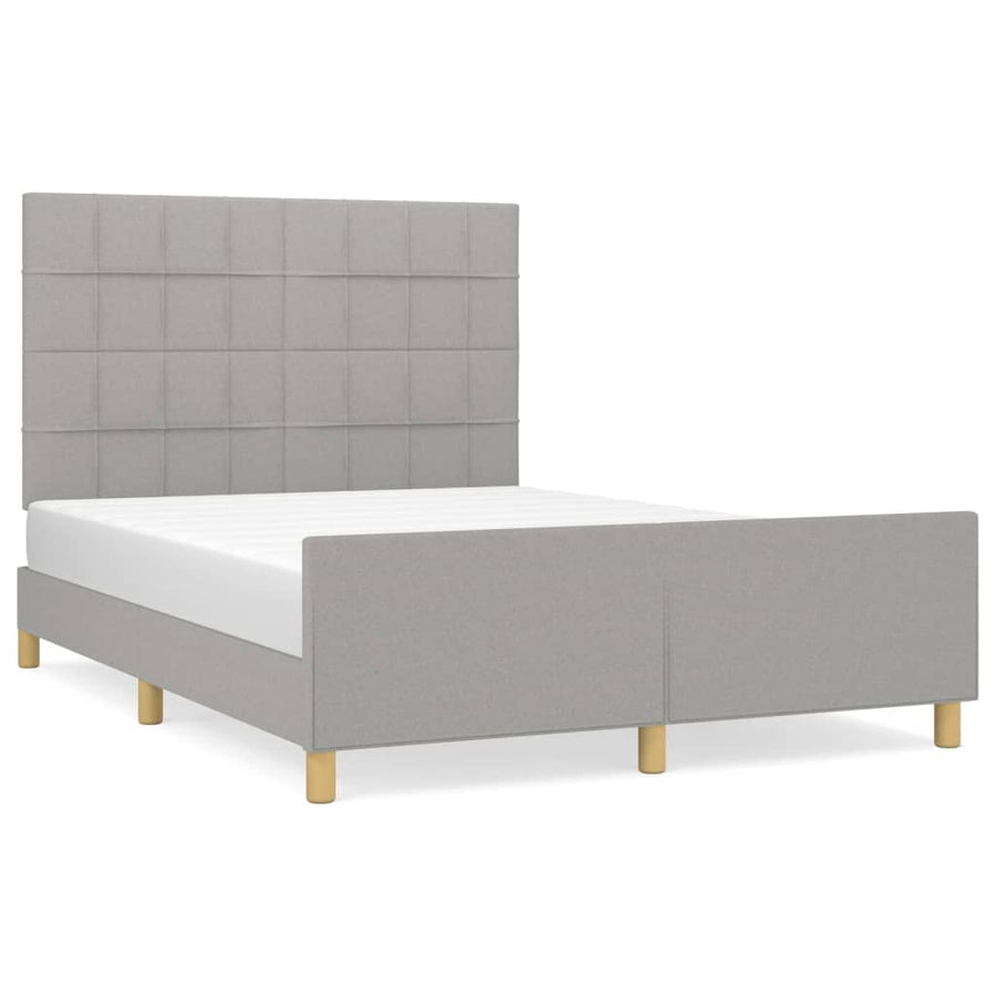 Bedframe met hoofdeinde stof lichtgrijs 140x200 cm 140 x 200 cm Lichtgrijs
