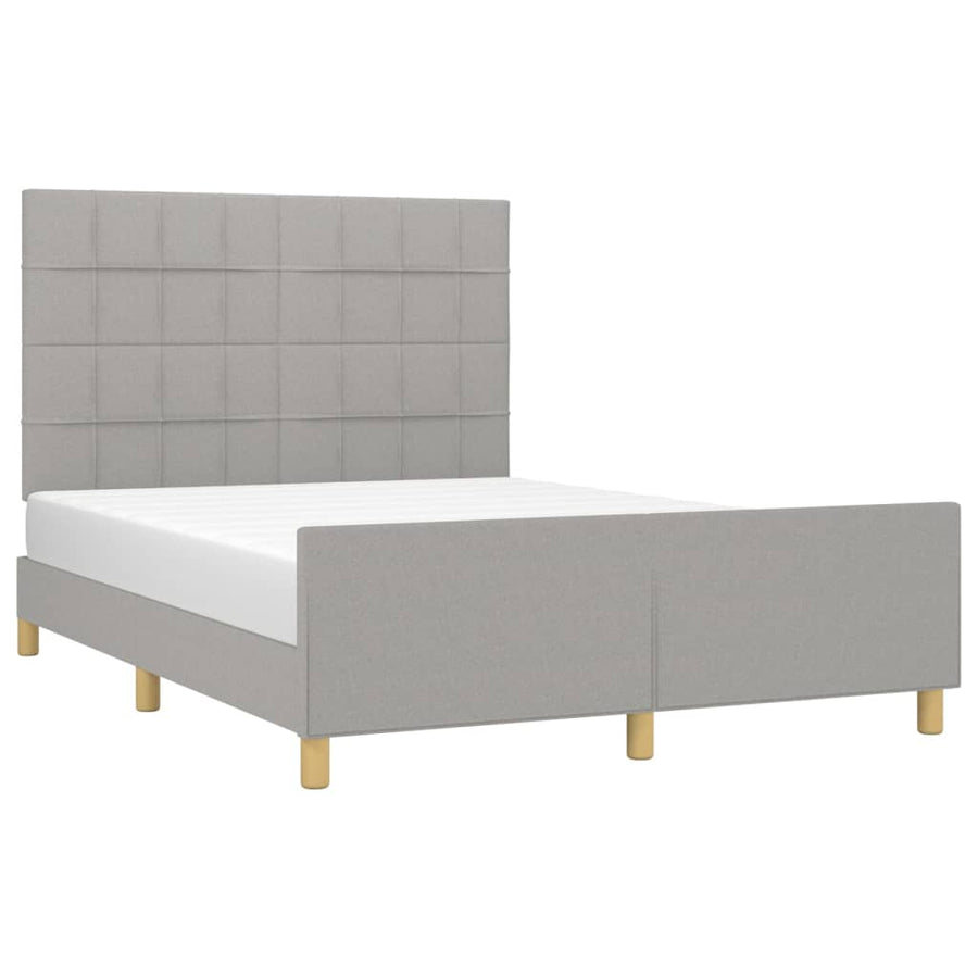 Bedframe met hoofdeinde stof lichtgrijs 140x200 cm 140 x 200 cm Lichtgrijs
