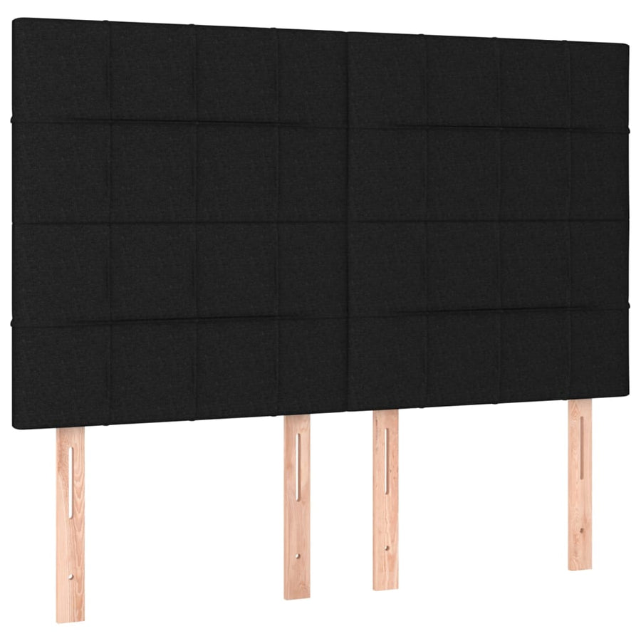 Bedframe Met Hoofdeinde Stof Zwart 140 x 200 cm Blok met vierkanten