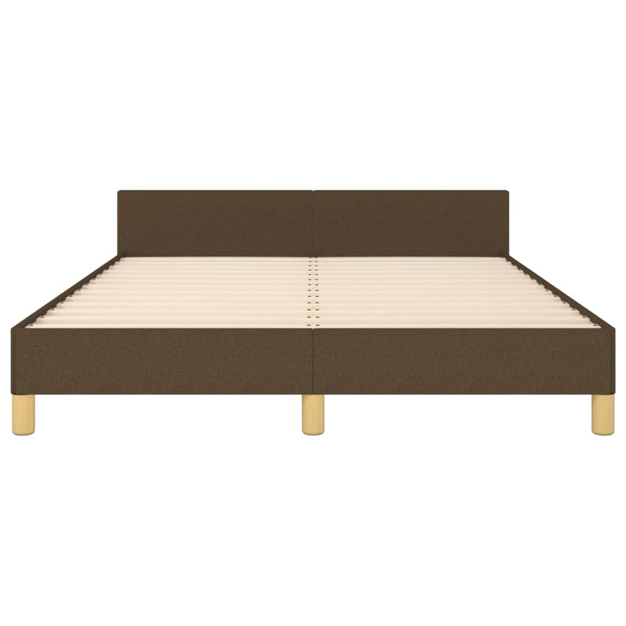 Bedframe Met Hoofdeinde Stof Donkerbruin 140 x 200 cm Blok met vierkanten
