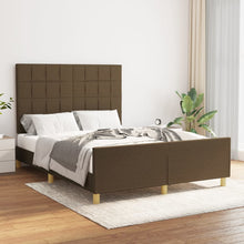 Bedframe Met Hoofdeinde Stof Donkerbruin 140 x 200 cm Blok met vierkanten