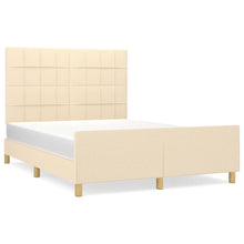 Bedframe Met Hoofdeinde Stof Kleurig Crème 140 x 200 cm Blok met vierkanten
