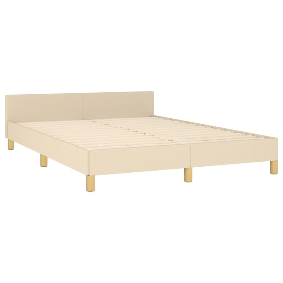 Bedframe Met Hoofdeinde Stof Kleurig Crème 140 x 200 cm Blok met vierkanten