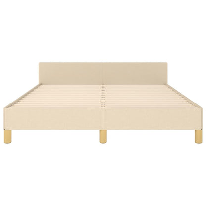 Bedframe Met Hoofdeinde Stof Kleurig Crème 140 x 200 cm Blok met vierkanten