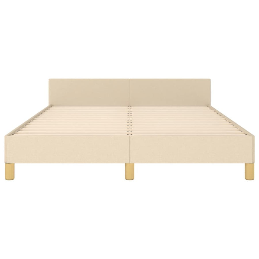 Bedframe Met Hoofdeinde Stof Kleurig Crème 140 x 200 cm Blok met vierkanten