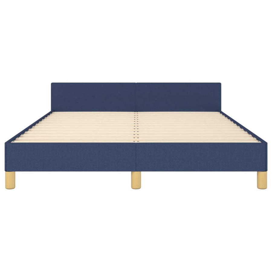 Bedframe Met Hoofdeinde Stof Blauw 140 x 200 cm Blok met vierkanten