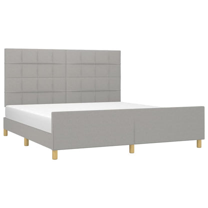 Bedframe met hoofdeinde stof lichtgrijs 160x200 cm 160 x 200 cm Blok met vierkanten
