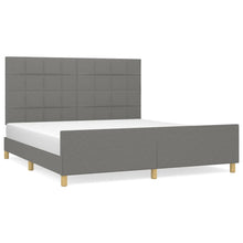 Bedframe Met Hoofdeinde Stof Donkergrijs 160 x 200 cm Blok met vierkanten