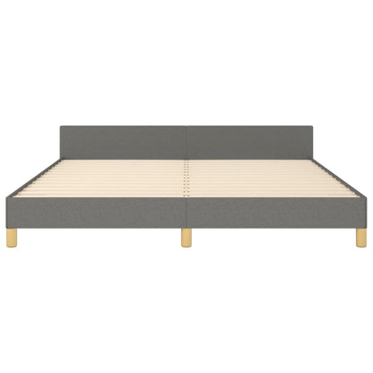 Bedframe Met Hoofdeinde Stof Donkergrijs 160 x 200 cm Blok met vierkanten