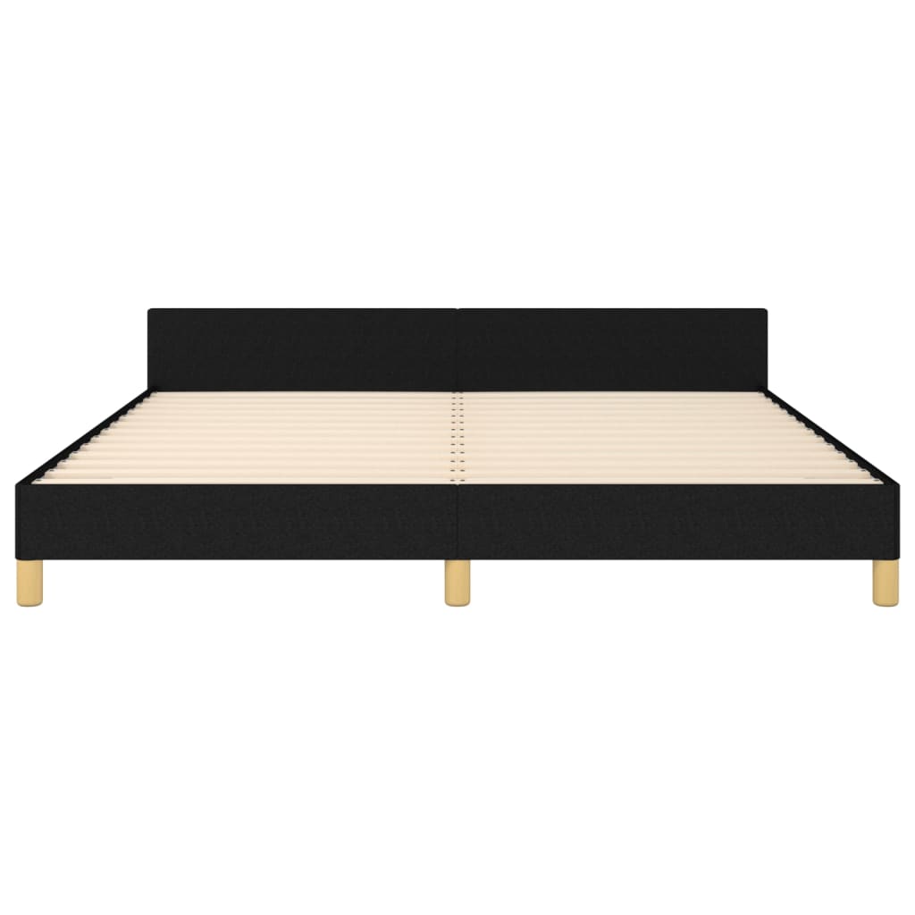 Bedframe Met Hoofdeinde Stof Zwart 160 x 200 cm Blok met vierkanten