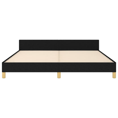 Bedframe Met Hoofdeinde Stof Zwart 160 x 200 cm Blok met vierkanten