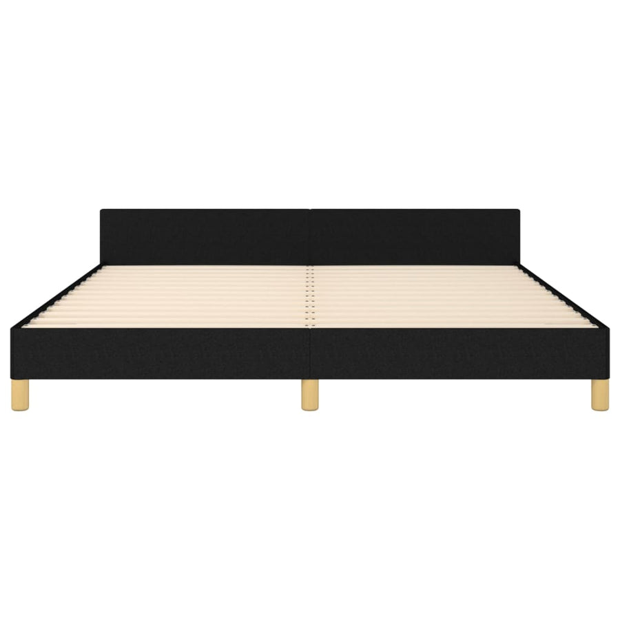 Bedframe Met Hoofdeinde Stof Zwart 160 x 200 cm Blok met vierkanten