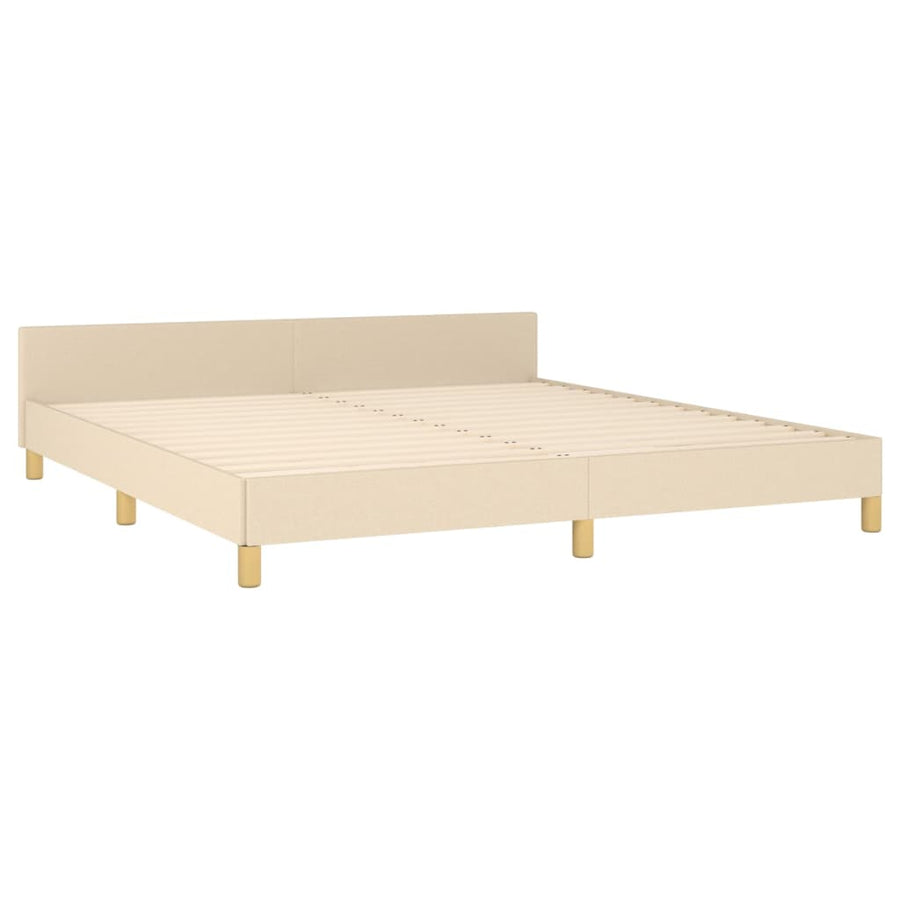Bedframe Met Hoofdeinde Stof Kleurig Crème 160 x 200 cm Blok met vierkanten