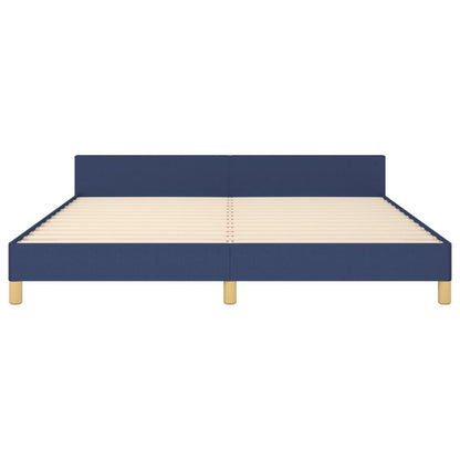 Bedframe Met Hoofdeinde Stof Blauw 160 x 200 cm Blok met vierkanten