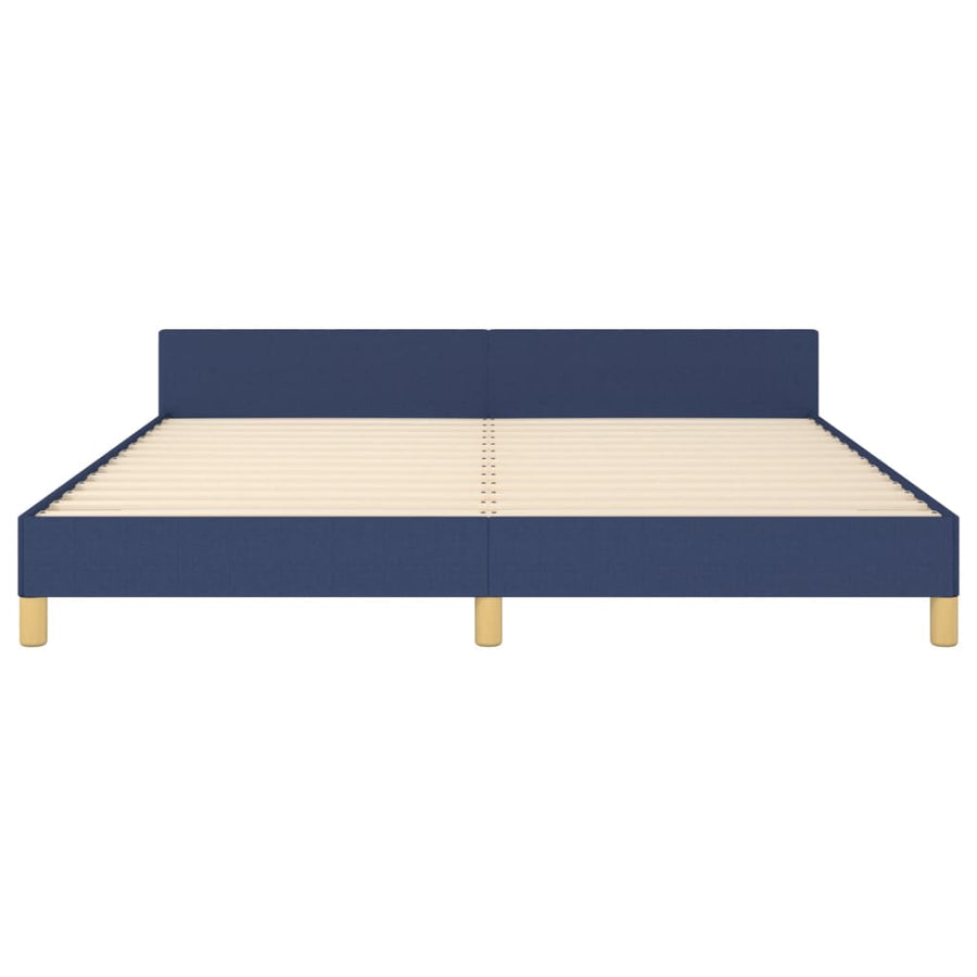 Bedframe Met Hoofdeinde Stof Blauw 160 x 200 cm Blok met vierkanten