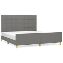 Bedframe Met Hoofdeinde Stof Donkergrijs 180 x 200 cm Blok met vierkanten